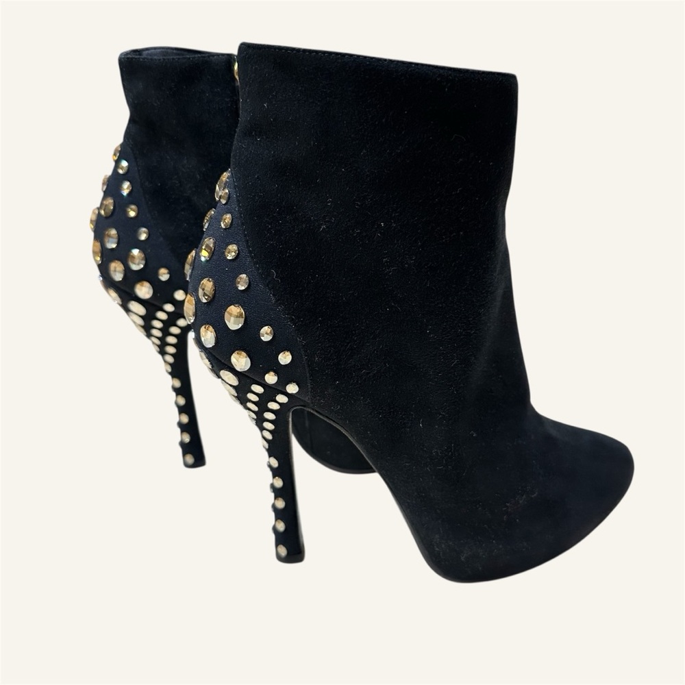 RENE CAOVILLA Golden Crystal Heel Suede Booties🌸